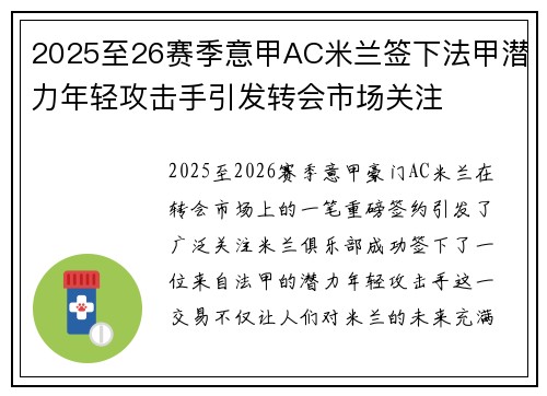 2025至26赛季意甲AC米兰签下法甲潜力年轻攻击手引发转会市场关注